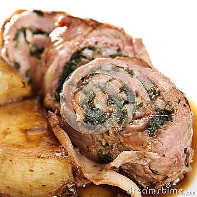 Roasted Stuffed Veal Stock Photo