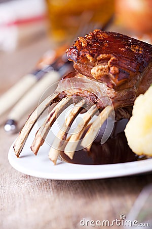 Roasted suckling pig Stock Photo