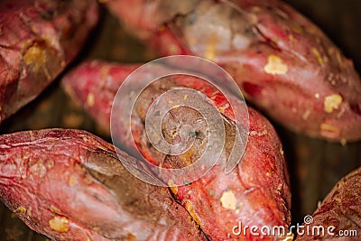 Roasted sweet potato food, a traditional Korean winter snack Stock Photo