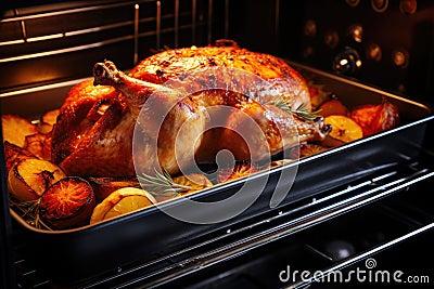 Homemade Roasted Thanksgiving Turkey.AI Generated Stock Photo