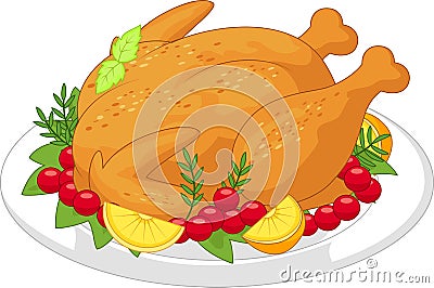 Roasted turkey cartoon Vector Illustration