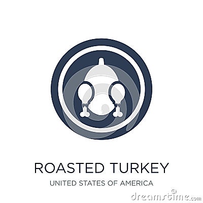 Roasted turkey icon. Trendy flat vector Roasted turkey icon on w Vector Illustration