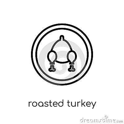 Roasted turkey icon. Trendy modern flat linear vector Roasted tu Vector Illustration