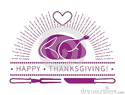 Roasted turkey symbol isolated vector illustration Vector Illustration