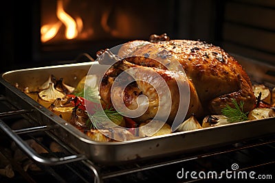 Roasted turkey for Thanksgiving celebration dinner Stock Photo