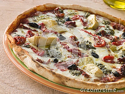 Roasted Vegetable Pizza Stock Photo
