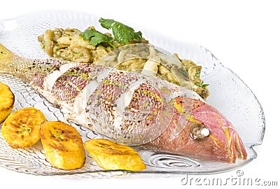 Roasted Yellow Tail Snapper Stock Photo