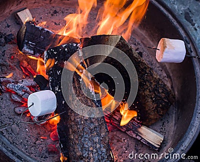 Roasting marshmallows Stock Photo