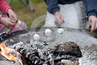 Roasting marshmallows Stock Photo