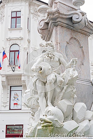 Robba fountain statue in the PreÅ¡eren Square Editorial Stock Photo