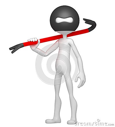 Robber with crowbar Stock Photo