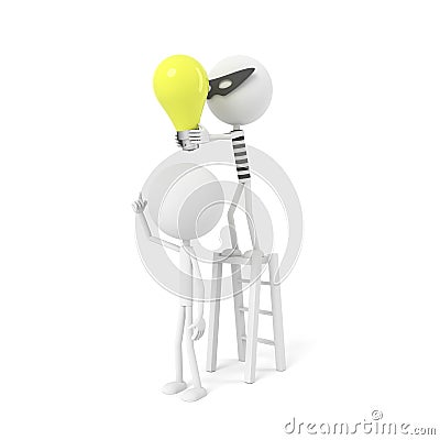 Robber stealing bulb with stealing idea concept. 3D rendering Stock Photo