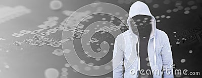 Composite image of robber wearing gray hoodie Stock Photo