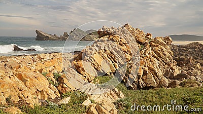 Robberg Nature Reserve rock and ocean formations near Plettenberg Bay in South Africa. Stock Photo