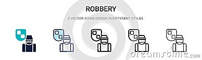 Robbery icon in filled, thin line, outline and stroke style. Vector illustration of two colored and black robbery vector icons Vector Illustration