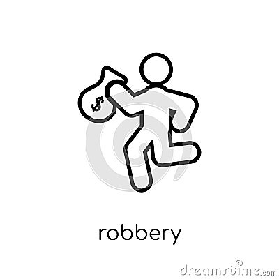 Robbery icon. Trendy modern flat linear vector Robbery icon on w Vector Illustration