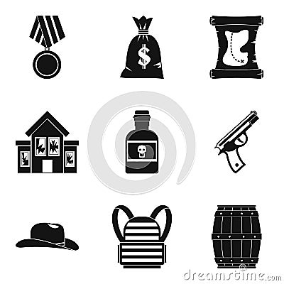 Robbery icons set, simple style Vector Illustration