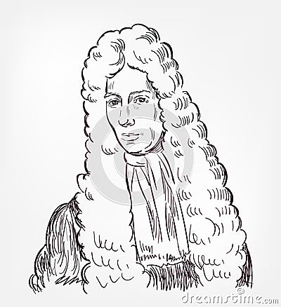 Robert Boyle vector sketch portrait isolated Editorial Stock Photo