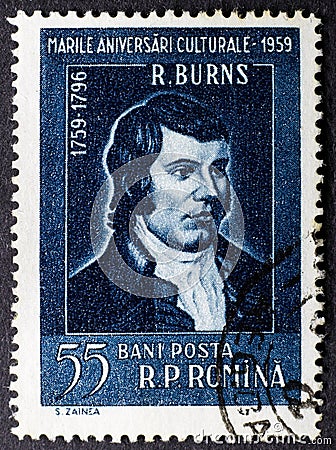 Robert Burns 1759 - 1796, also known as Rabbie Burns, was a Scottish poet and lyricist Editorial Stock Photo