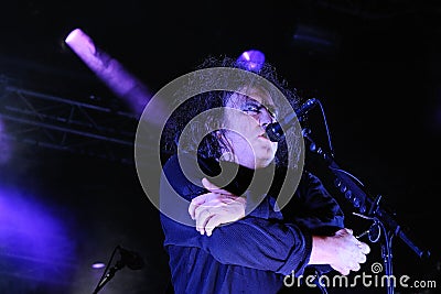 Robert Smith, singer of The Cure band, performs at San Miguel Primavera Sound Editorial Stock Photo