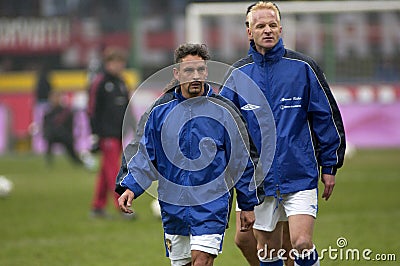 Roberto Baggio and Igli Tare before the match Editorial Stock Photo