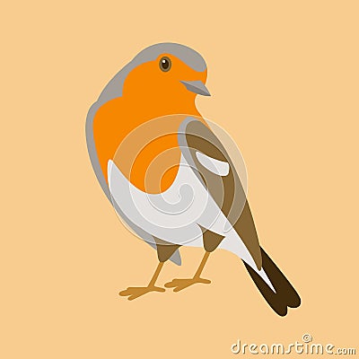 Robin bird vector illustration flat style Vector Illustration