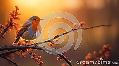 Serene And Tranquil Robin Wallpaper For Pc With Lens Flare Style Stock Photo