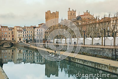 Robine canal. Narbonne. France Editorial Stock Photo