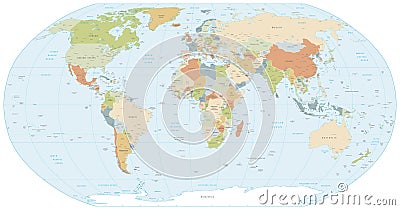 Robinson projection map of the World Vector Illustration