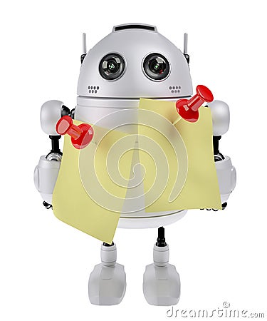 Robot with adhesive note Stock Photo