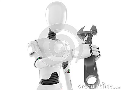 Robot with adjustable wrench Stock Photo