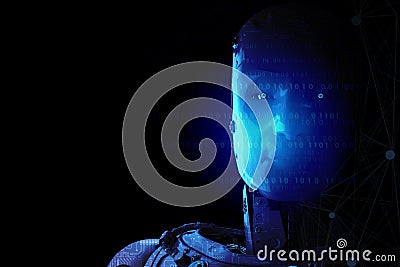 Robot with ai brain Stock Photo