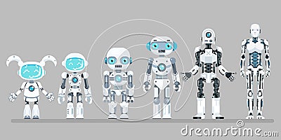 Robot android innovation technology science fiction future flat design icons set vector illustration Vector Illustration