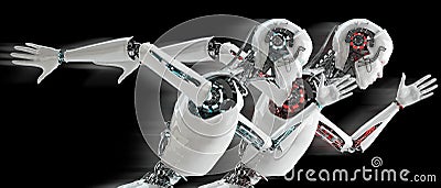 Robot android running Stock Photo