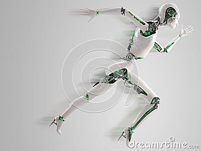 Robot android woman running Stock Photo