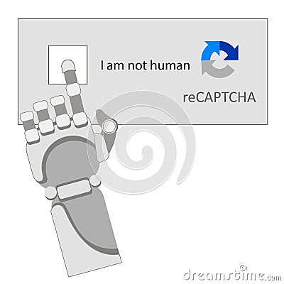 Robot arm, captcha, neural network Vector Illustration