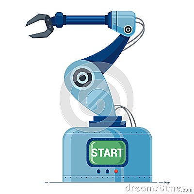Robot arm production machine. white background Vector Illustration