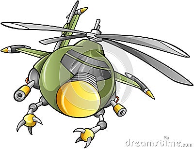 Robot Army Helicopter Vector Vector Illustration