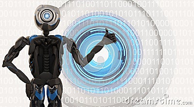 Robot artificial intelligence data visualization machine learning or data scan 3d-illustration Cartoon Illustration