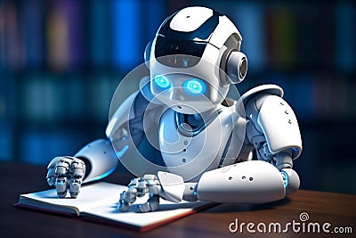 Robot Artificial Intelligence for student homework. Education, Future concept. Generative Ai content Stock Photo