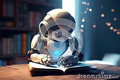 Robot Artificial Intelligence for student homework. Education, Future concept. Generative Ai content Stock Photo