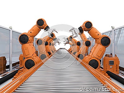 Robot assembly line Stock Photo