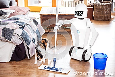 Automatic floor scrubber doing his work Stock Photo