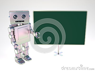 Robot at balckboard Stock Photo