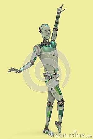 Robot ballet dancer, 3D illustration Cartoon Illustration