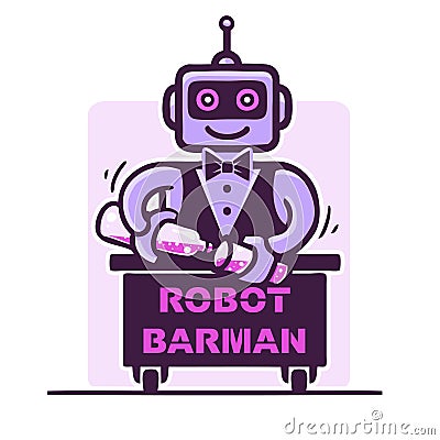 Robot Barman logo Stock Photo