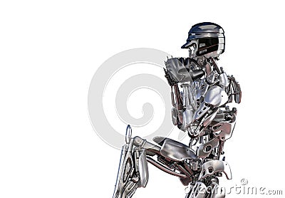 Robot baseball player in action, isolated. Cyborg robot artificial intelligence technology concept. 3D illustration Cartoon Illustration