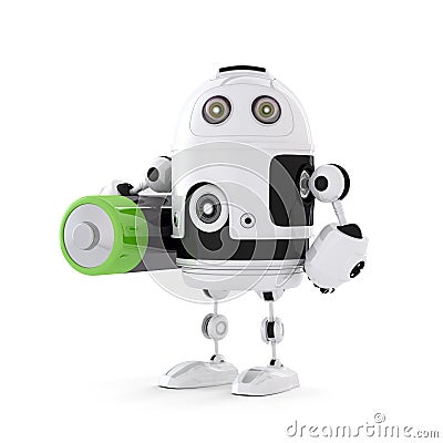 Robot with battery Stock Photo