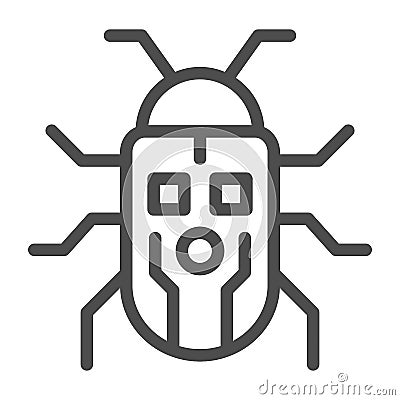 Robot beetle line icon, Robotization concept, robot bug sign on white background, Robotic beetle icon in outline style Vector Illustration