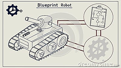 Robot blueprint, technical drawing, robot design, machine blueprint, engineering plan vector design Generative AI Vector Illustration